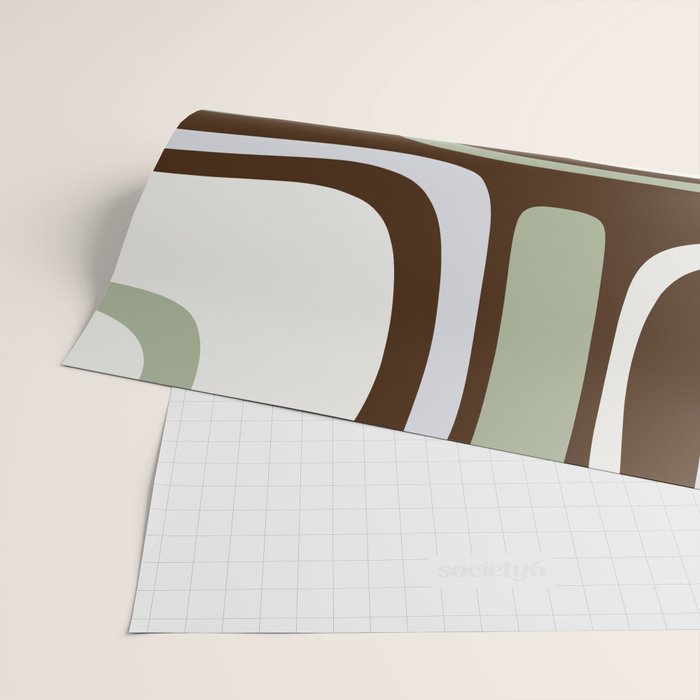 Palm Springs Mid-Century Modern Abstract in Brown, Sage, Light Gray, and Cream Wrapping Paper Gallery Image 2