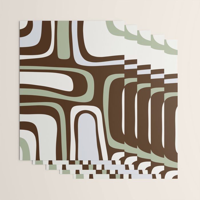 Palm Springs Mid-Century Modern Abstract in Brown, Sage, Light Gray, and Cream Wrapping Paper Gallery Image 3