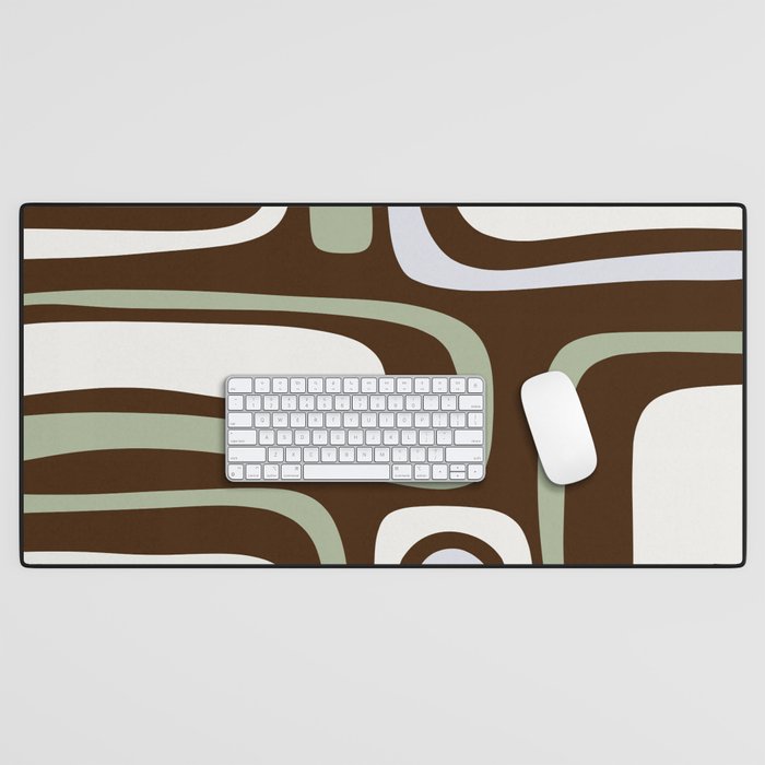 Palm Springs Mid-Century Modern Abstract in Brown, Sage, Light Gray, and Cream Desk Mat Gallery Image 1