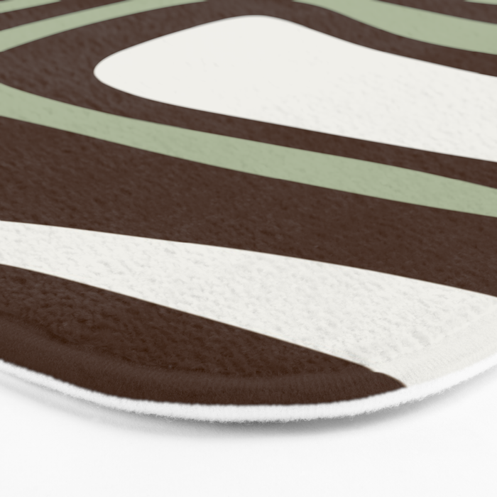Palm Springs Mid-Century Modern Abstract in Brown, Sage, Light Gray, and Cream Bath Mat Gallery Image 3