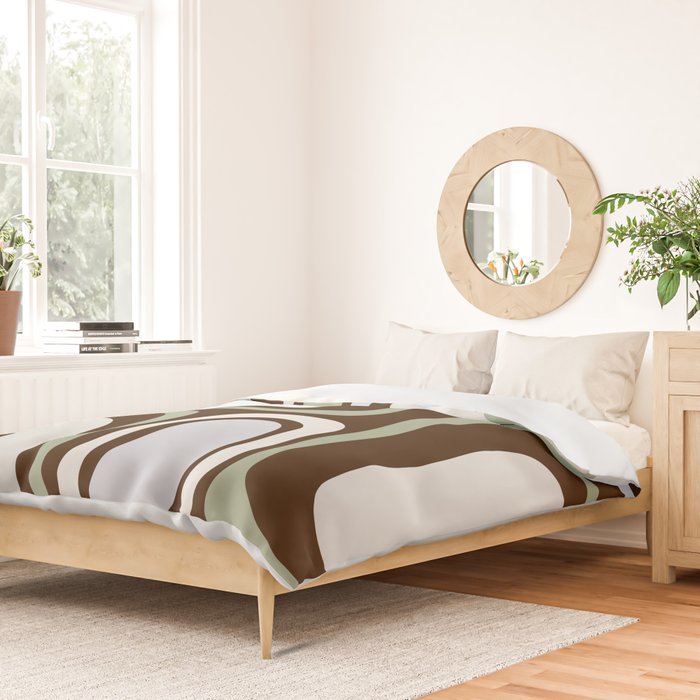 Palm Springs Mid-Century Modern Abstract in Brown, Sage, Light Gray, and Cream Duvet Cover Gallery Image 2