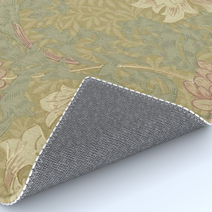 William Morris Vintage Chrysanthemum Pink Yellow Green Floral Botanical Rug Gallery Image 4