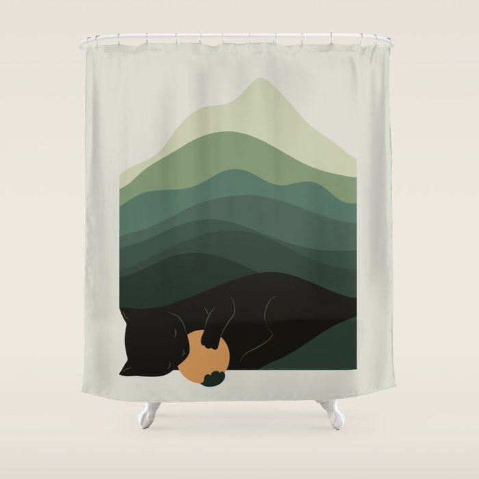 Cat Landscape 8B: Where does the Sun go? Shower Curtain Gallery Image 1