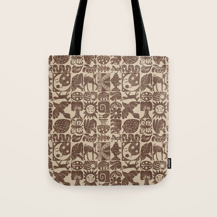 Nature Blocks - walnut brown Tote Bag Gallery Image 1