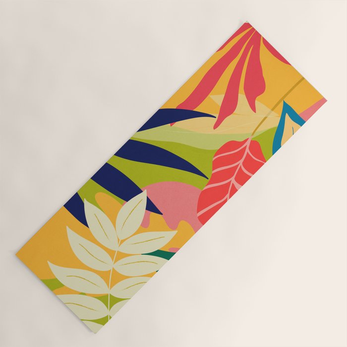 Modern Abstract Art Tropical Leaves Yoga Mat Gallery Image 1