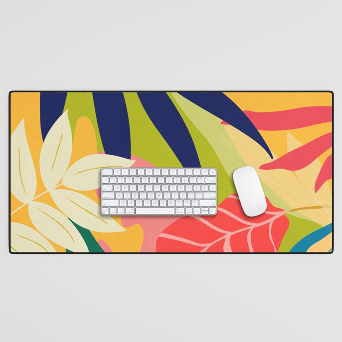 Modern Abstract Art Tropical Leaves Desk Mat Gallery Image 1