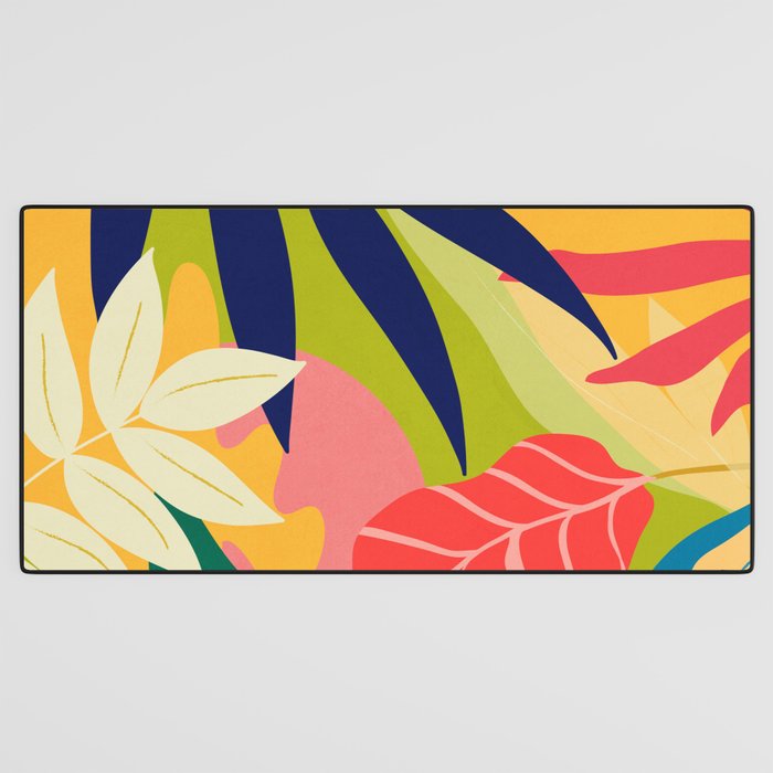 Modern Abstract Art Tropical Leaves Desk Mat Gallery Image 3