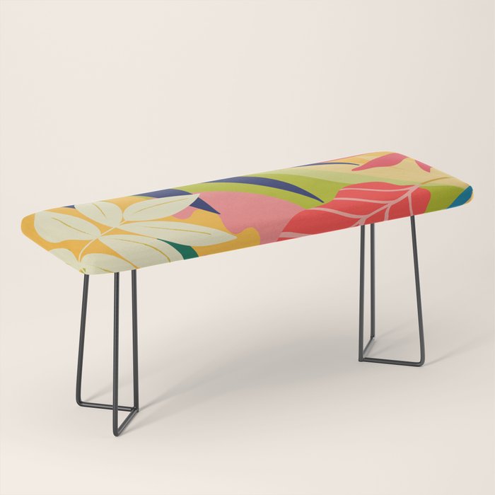 Modern Abstract Art Tropical Leaves Bench Gallery Image 1
