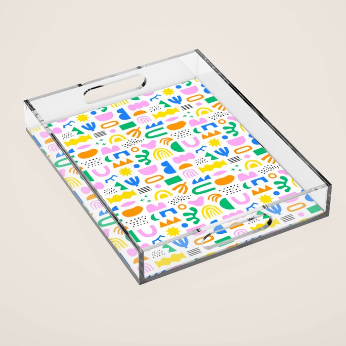 Colorful abstract organic shape art pattern Acrylic Tray Gallery Image 1