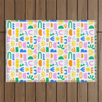 Colorful abstract organic shape art pattern Outdoor Rug Gallery Image 1