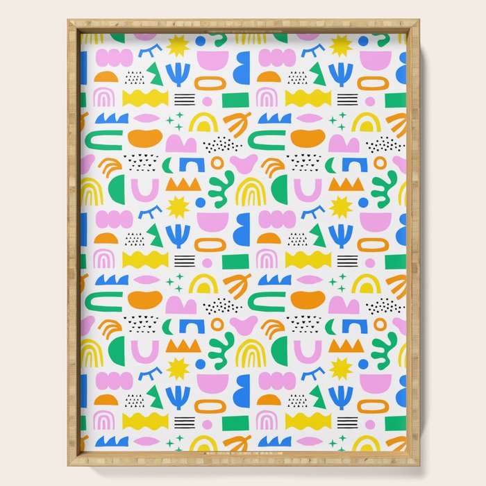 Colorful abstract organic shape art pattern Serving Tray Gallery Image 1