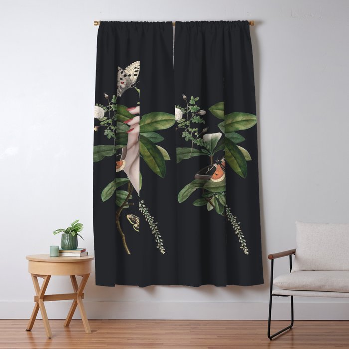 Minimal Collage/ Hand, Plants and Butterflies 7 Window Curtain Gallery Image 1