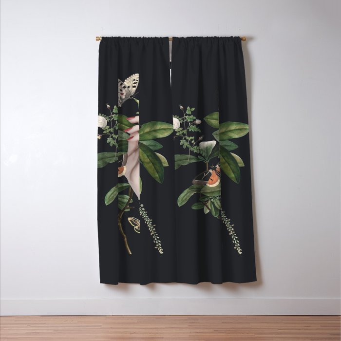 Minimal Collage/ Hand, Plants and Butterflies 7 Window Curtain Gallery Image 3