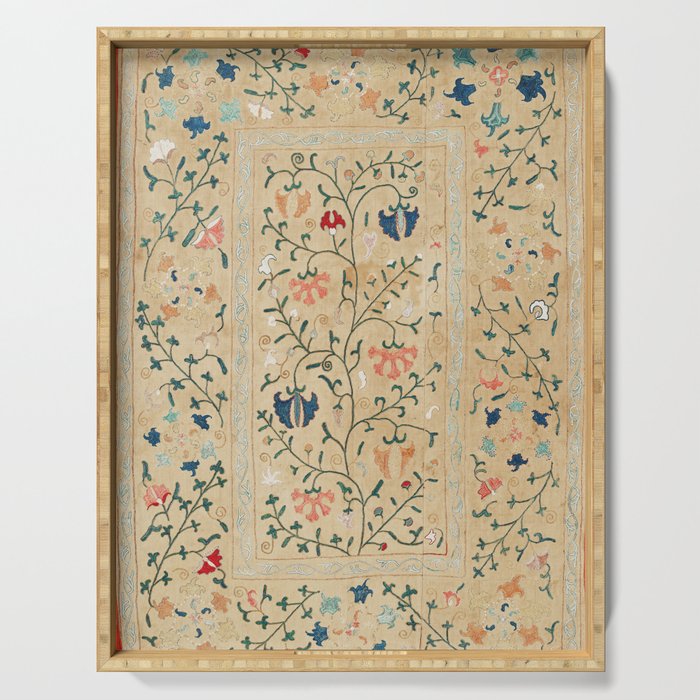 Uzbekistan Suzani Nim Print Serving Tray Gallery Image 1