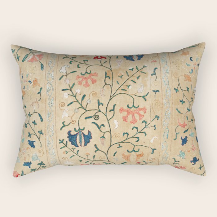 Uzbekistan Suzani Nim Print Rectangular Pillow Gallery Image 1