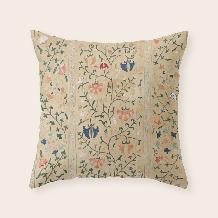 Uzbekistan Suzani Nim Print Throw Pillow Gallery Image 1