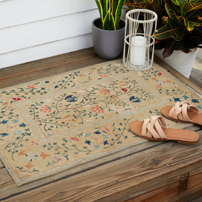Uzbekistan Suzani Nim Print Outdoor Rug Gallery Image 2