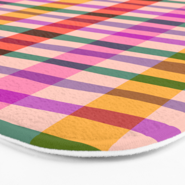 Wobbly Colorful Gingham Pattern Bath Mat Gallery Image 3