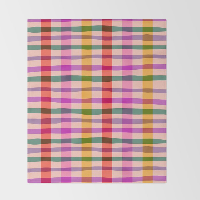Wobbly Colorful Gingham Pattern Throw Blanket Gallery Image 2