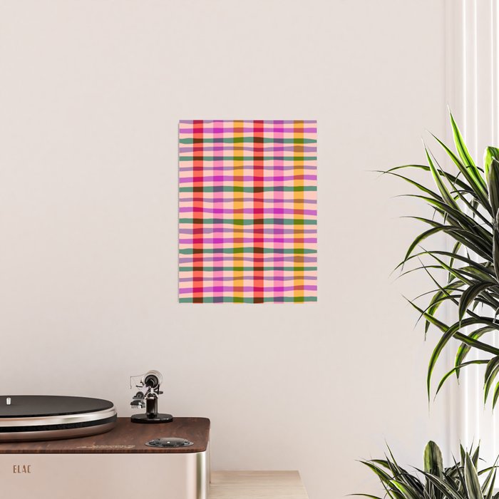 Wobbly Colorful Gingham Pattern Poster Gallery Image 2