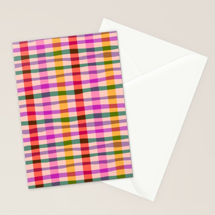 Wobbly Colorful Gingham Pattern Stationery Card Gallery Image 2
