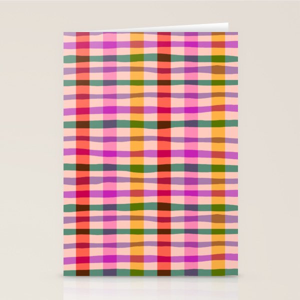 Wobbly Colorful Gingham Pattern Stationery Card Gallery Image 1