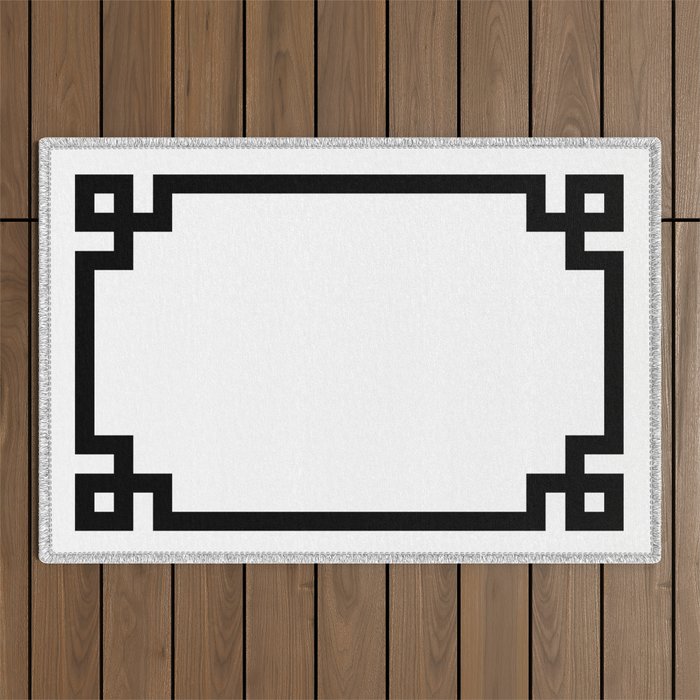 Black Greek Key Border Outdoor Rug Gallery Image 1