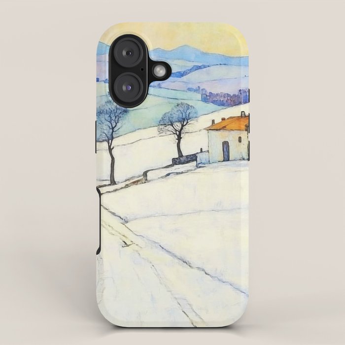 Winter in Tuscany Watercolor Landscape iPhone Case Gallery Image 1