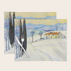 Winter in Tuscany Watercolor Landscape Placemat Gallery Image 1