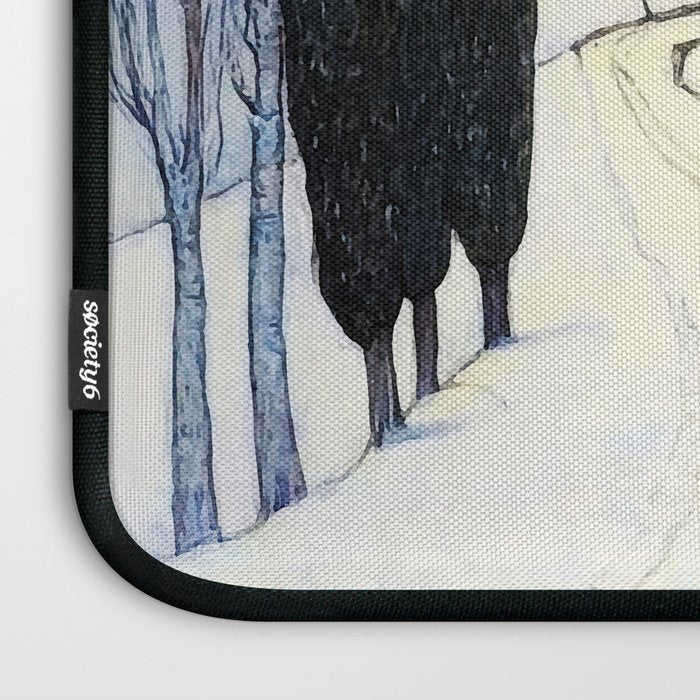 Winter in Tuscany Watercolor Landscape Laptop Sleeve Gallery Image 3