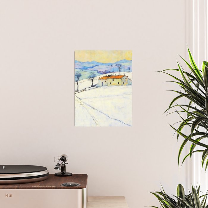 Winter in Tuscany Watercolor Landscape Poster Gallery Image 2