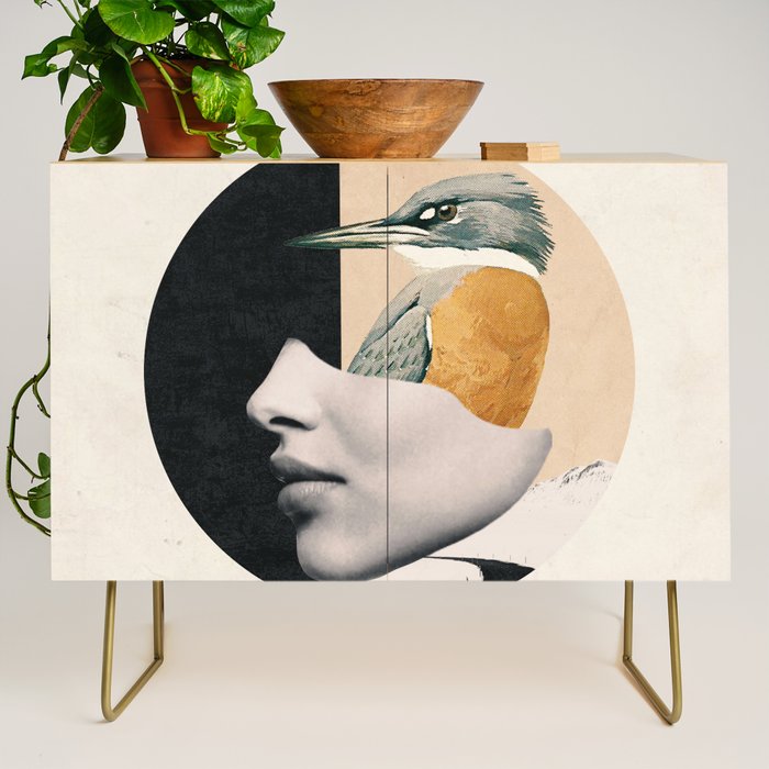 collage art / bird Credenza Gallery Image 1