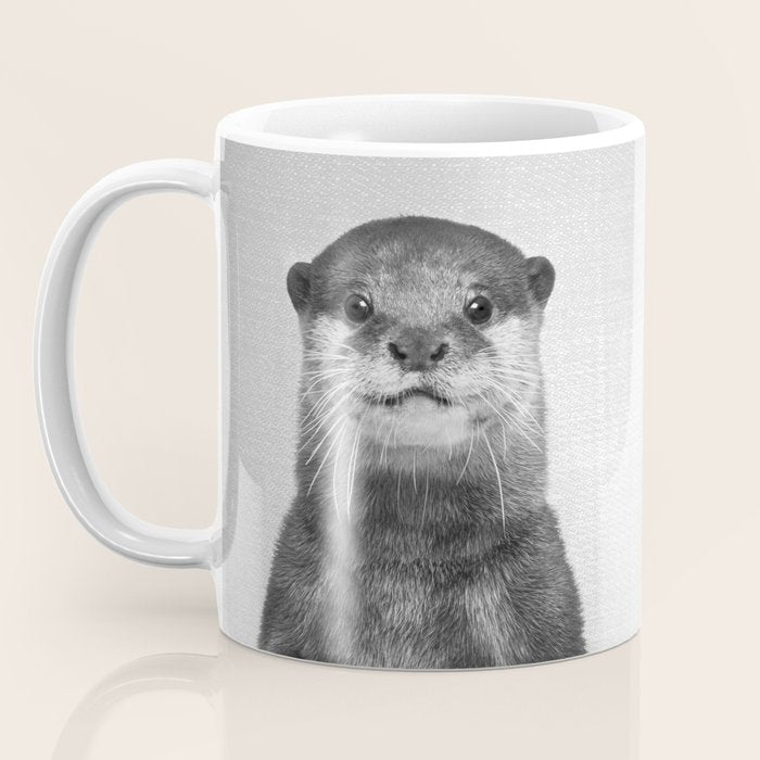 Otter - Black & White Coffee Mug Gallery Image 3