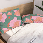English Roses in Pink and Green Pillow Sham Gallery Image 2