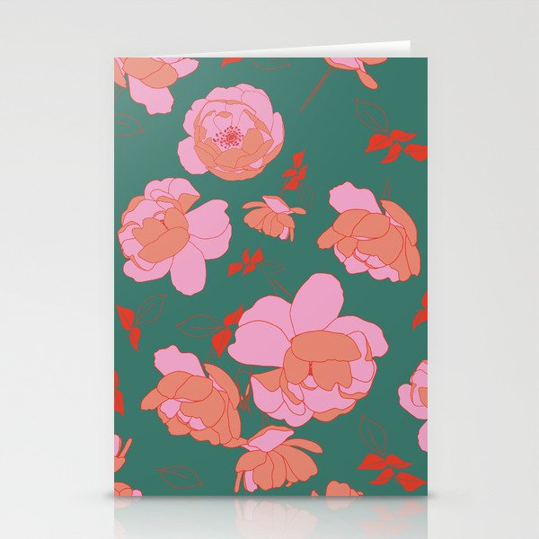 English Roses in Pink and Green Stationery Card Gallery Image 2