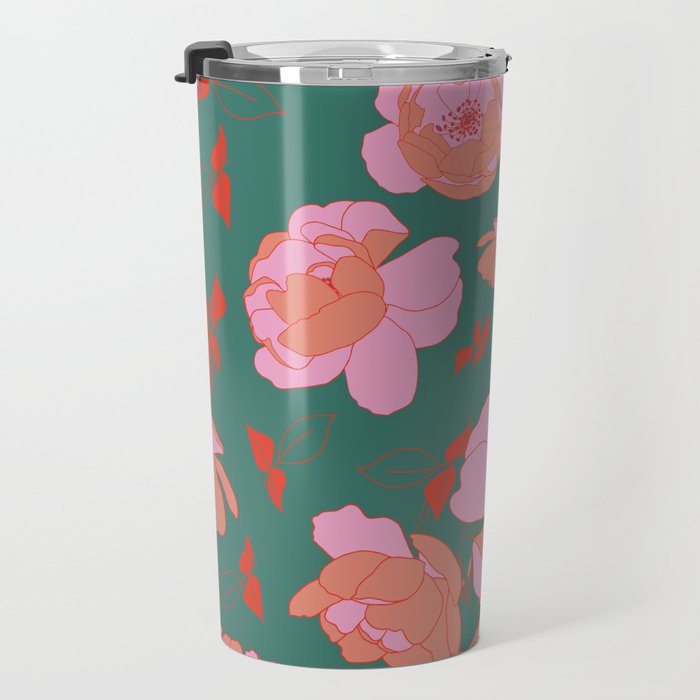 English Roses in Pink and Green Travel Mug Gallery Image 3