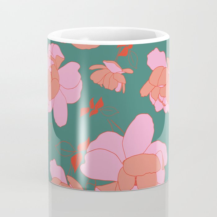 English Roses in Pink and Green Coffee Mug Gallery Image 4