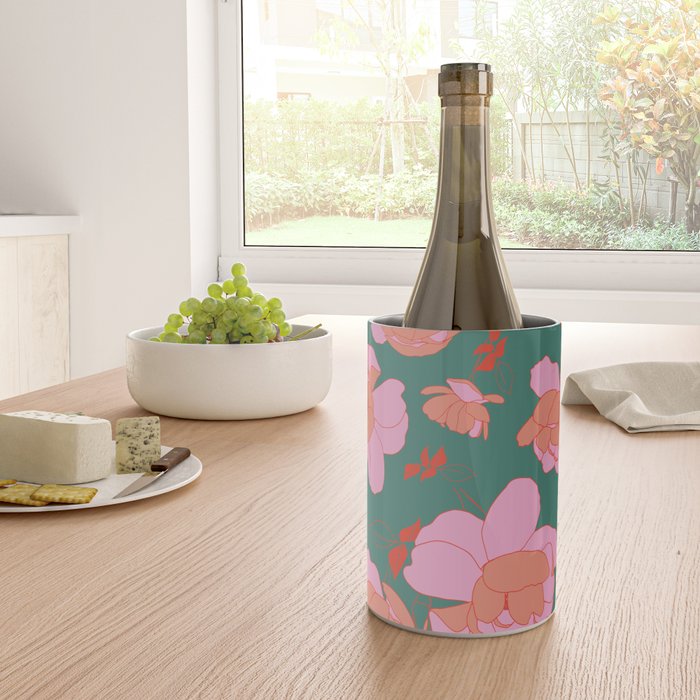 English Roses in Pink and Green Wine Chiller Gallery Image 4