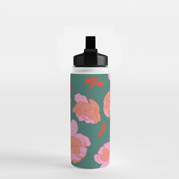 English Roses in Pink and Green Water Bottle Gallery Image 2