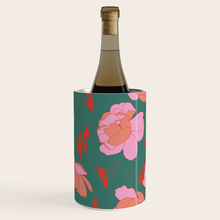 English Roses in Pink and Green Wine Chiller Gallery Image 2