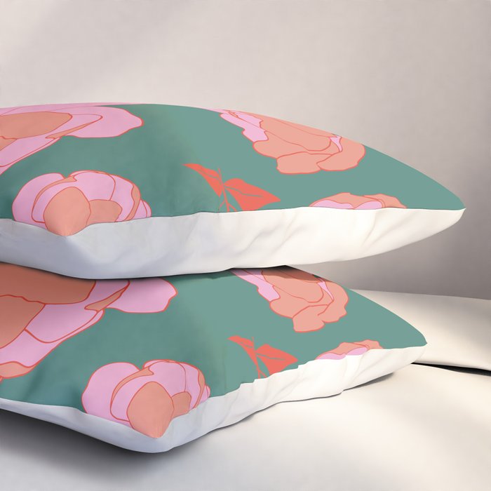 English Roses in Pink and Green Pillow Sham Gallery Image 3