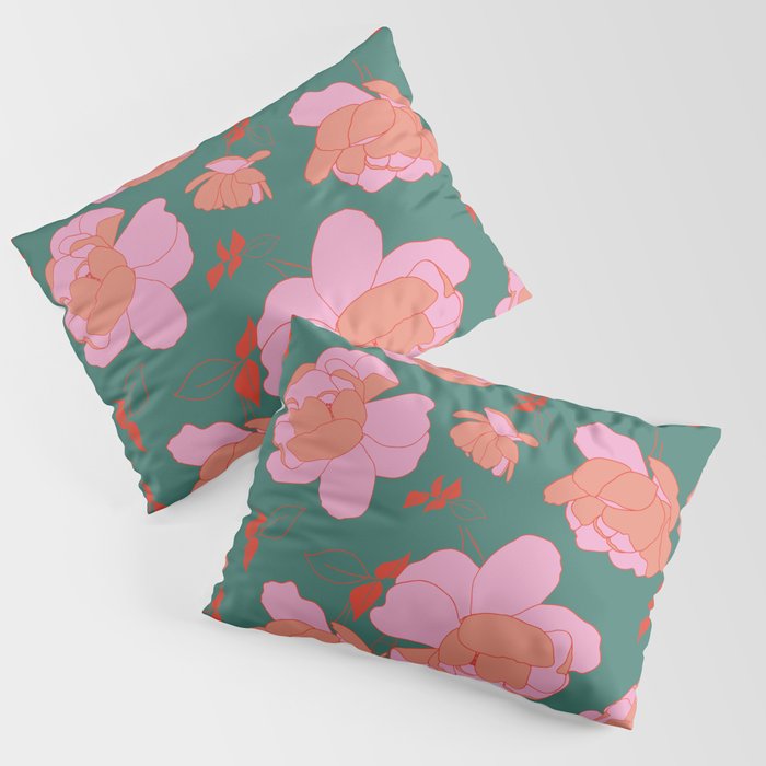 English Roses in Pink and Green Pillow Sham Gallery Image 3