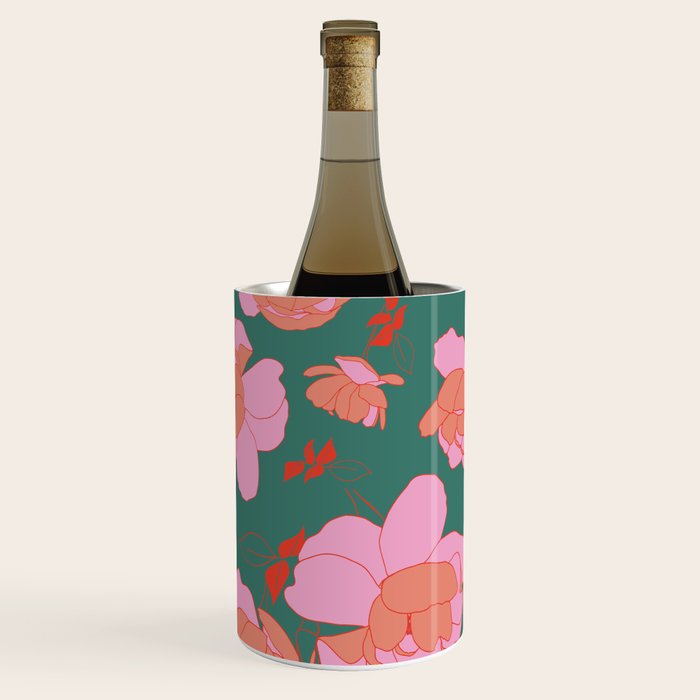 English Roses in Pink and Green Wine Chiller Gallery Image 1