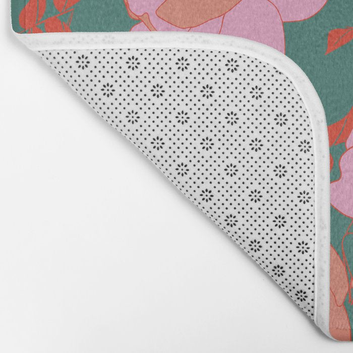 English Roses in Pink and Green Bath Mat Gallery Image 2