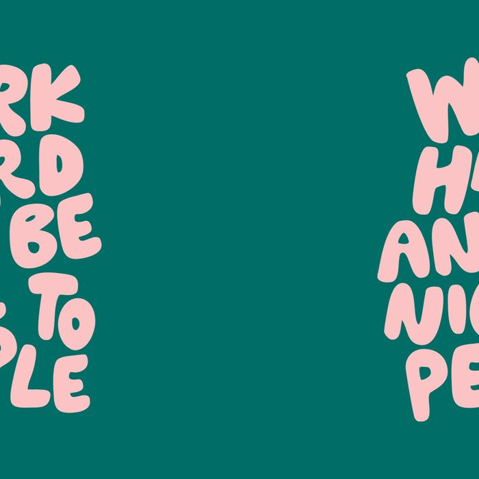 Work Hard and Be Nice to People in Green and Peach Pink Coffee Mug Gallery Image 2