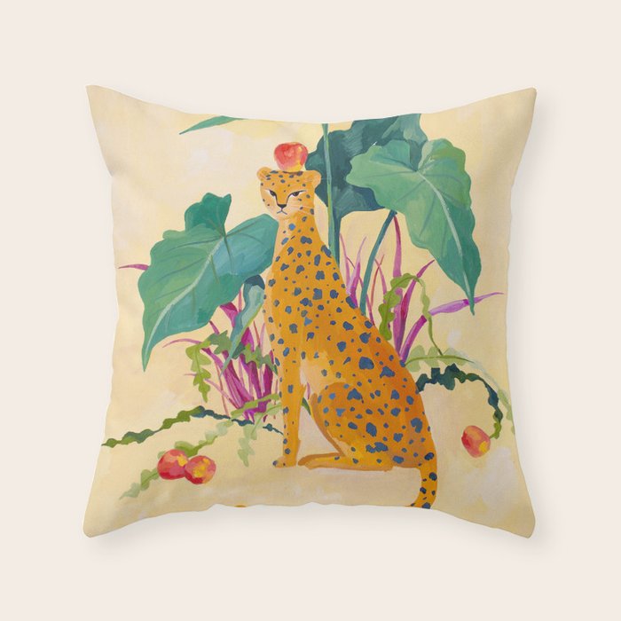 Cheetah and Apples Throw Pillow Gallery Image 1