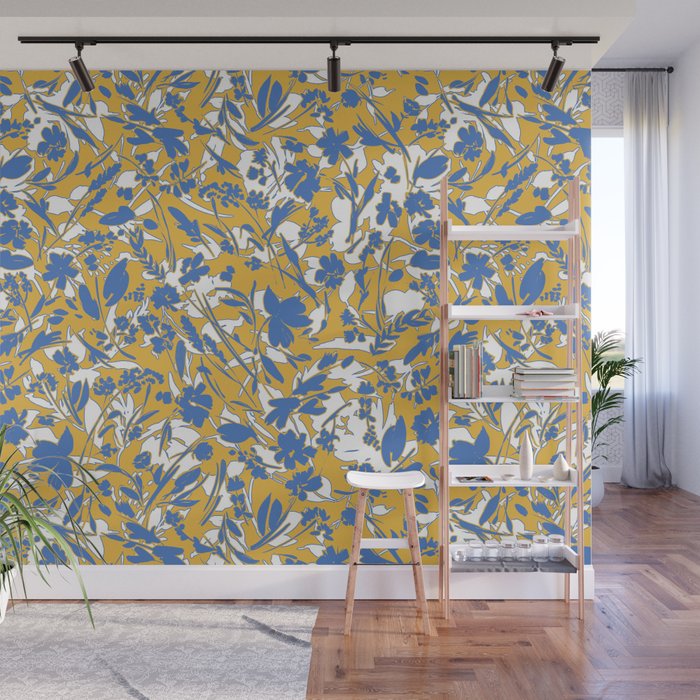 Simplistic silhouette flowers YB Wall Mural Gallery Image 1