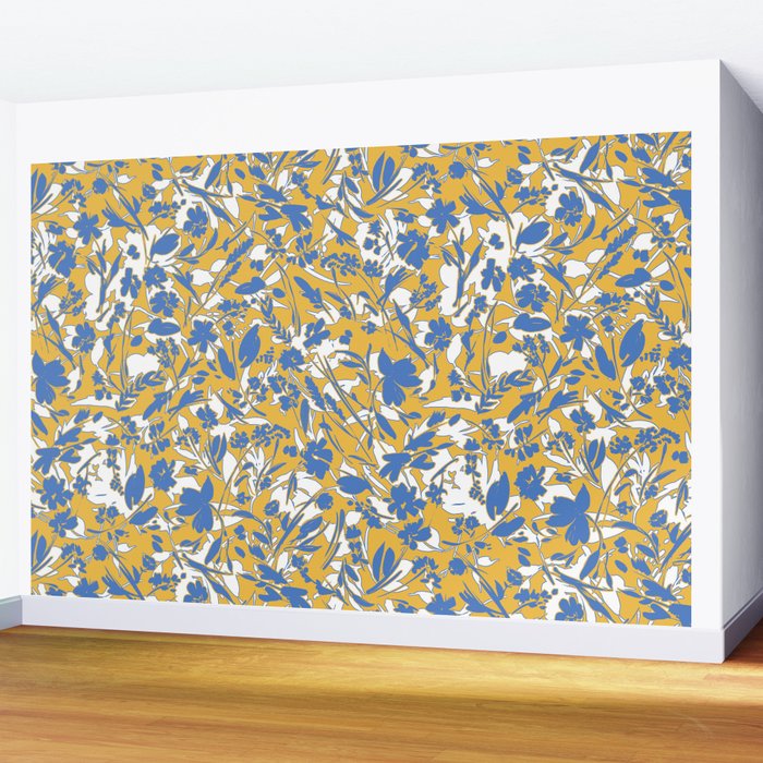 Simplistic silhouette flowers YB Wall Mural Gallery Image 2