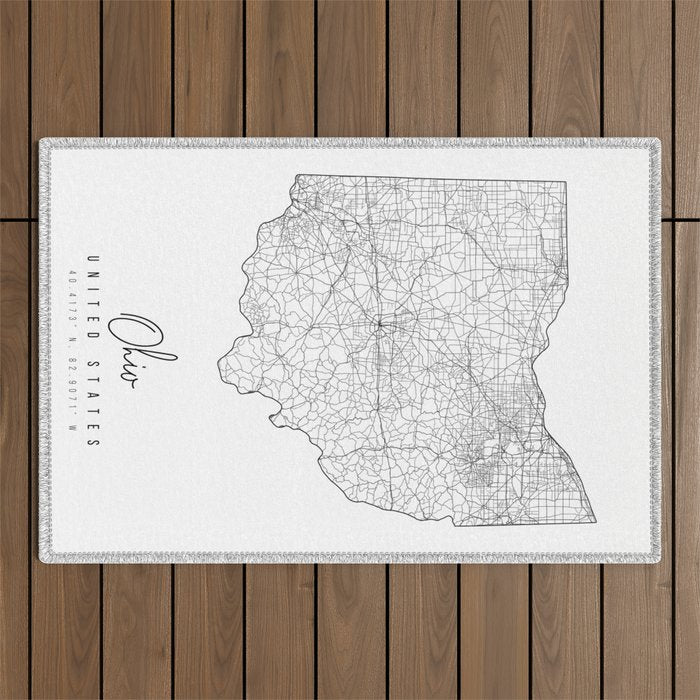 Ohio Minimal Street Map Outdoor Rug Gallery Image 1