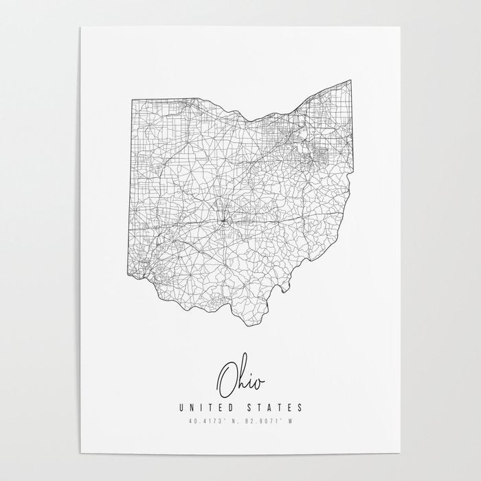 Ohio Minimal Street Map Poster Gallery Image 4